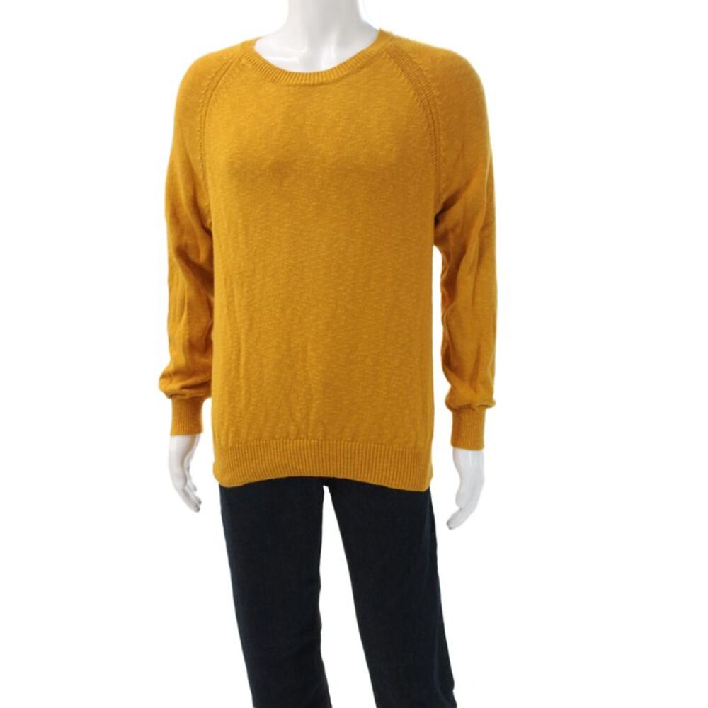 J Crew Mens Pullover Yellow Cotton Crew Neck Long Sleeve Size L